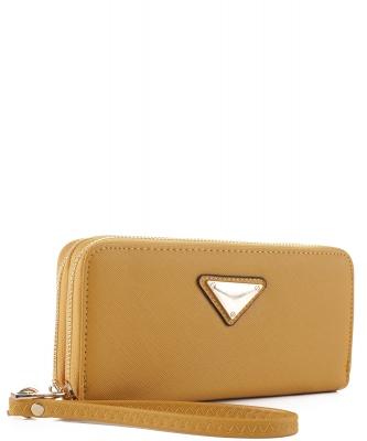 New Fashion Triangle Logo Double Zip Wallet OCK-W0095-1 MUSTARD
